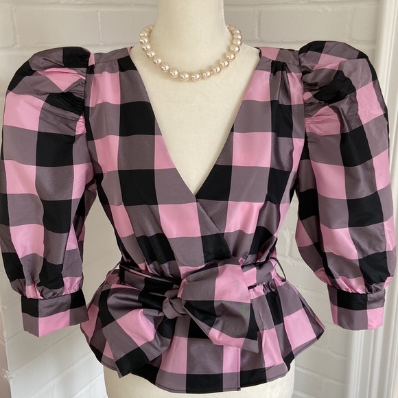 Zara Tops - zara ~ pink and black check dress top